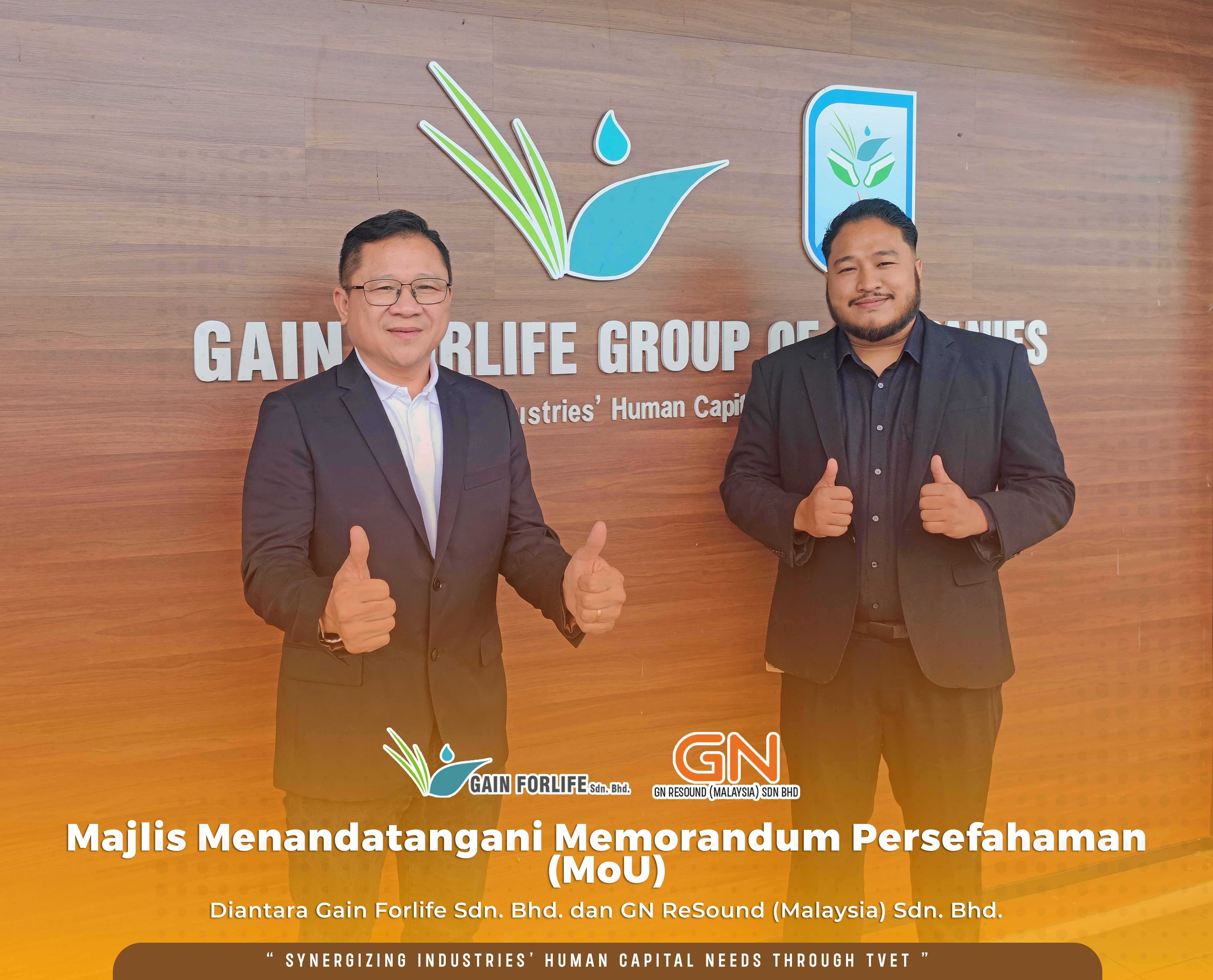 Majlis Menandatangani Memorandum Persefahaman MoU diantara Gain Forlife Sdn Bhd dan GN ReSound (Malaysia) Sdn Bhd
